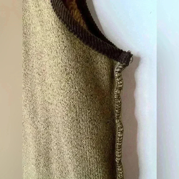 Vintage Oxford Blue Thermal Tan Brown Winter Fall Faux Acrylic Fur Lined Vest - Picture 6 of 12